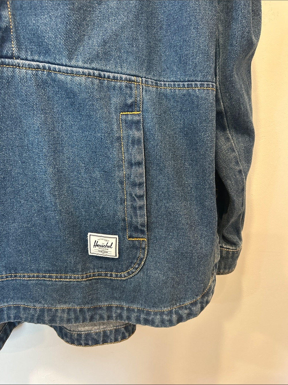 Herschel Supply Company Blue Denim Hooded Half-Zip Pullover Jacket - Picture 4 of 6